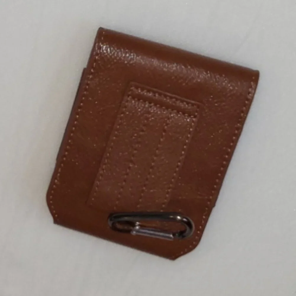 Brown Magnetic Clip-on Leather Bag Case Belt Clip Holder Holster Wallet - Picture 1 of 5